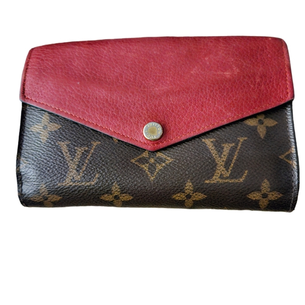 Louis Vuitton Monogram Compact Pallas Wallet with Red Cerise with box